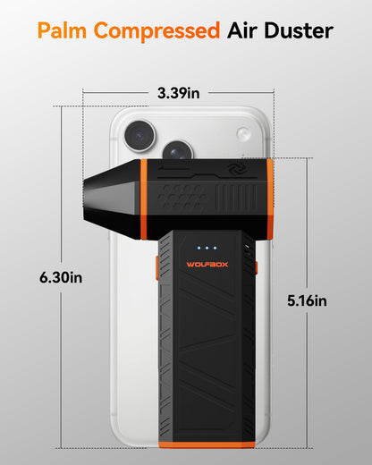 WOLFBOX MegaFlow 50 Electric Air Duster-110000RPM Super Power Cordless Air Duster, 3-Gang einstellbare Mini-Gebläse mit Akku, Staubbläser für Computer, Tastatur, Haus, Outdoor und Auto